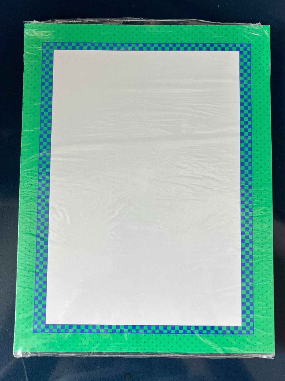 Green and Blue Polka Dot and Check Stationary